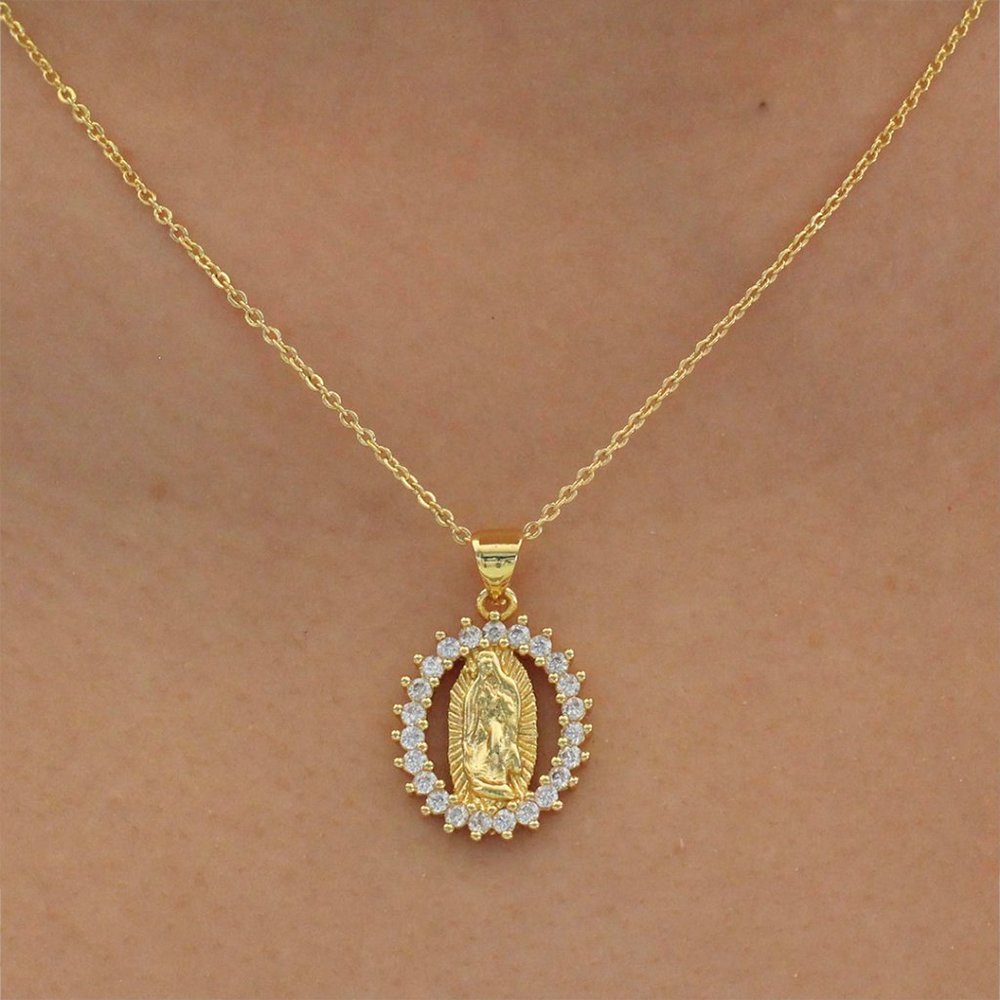 Elegant Virgin Mary 18k Gold Plated Necklace